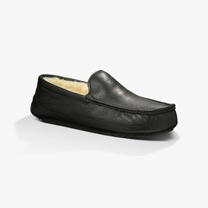 Ugg Ascot Leather Men Moccasins Black (2841JCFHL)